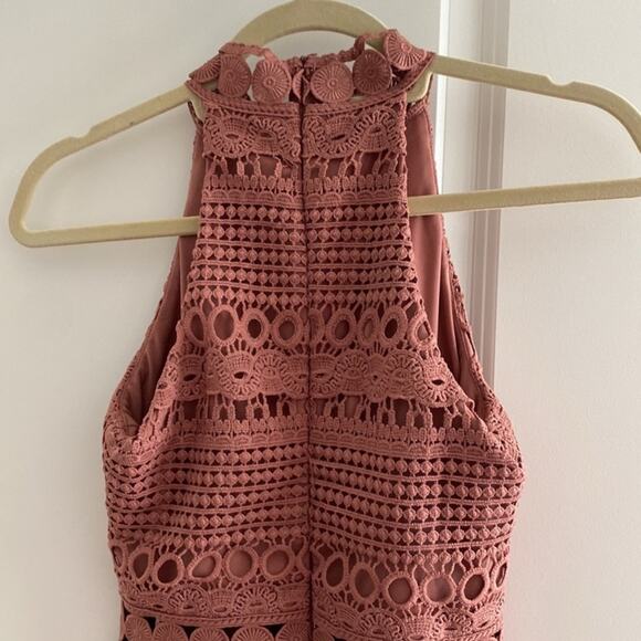 Two Sisters Mauve Crochet Lace Halter Midi Dress – Size 4 (Small) - Picture 7 of 8